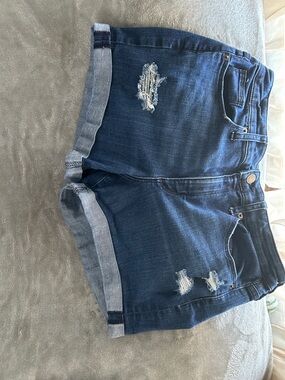 Universal Thread Dark Blue Distressed Cuffed Jean Shorts
